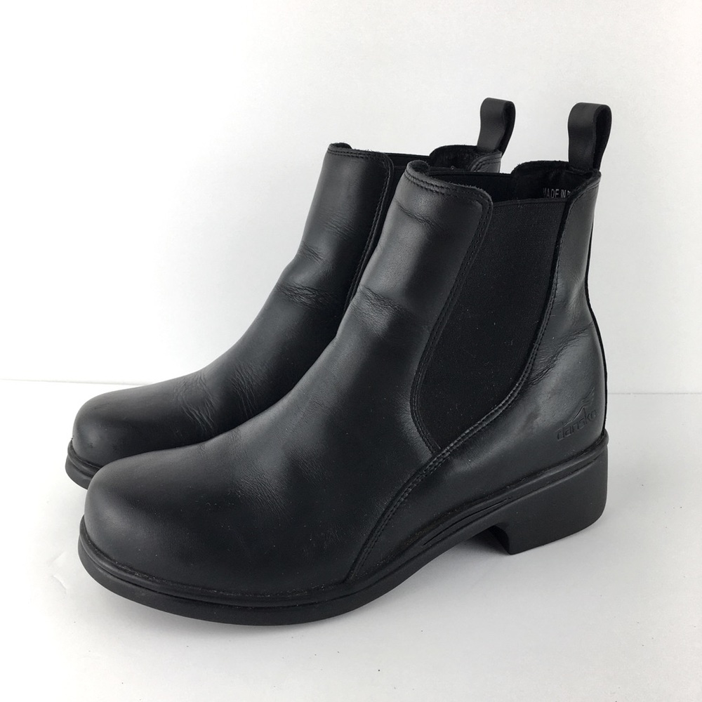 Dansko Black Leather Booties Size 38/8